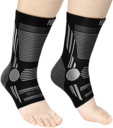NEENCA Professional Ankle Brace Compression Sleeve (Pair), Ankle Support Stabilizer Wrap. Heel Brace for Achilles Tendonitis, Plantar Fasciitis, Joint Pain,Swelling,Heel Spurs, Injury Recovery, Sports